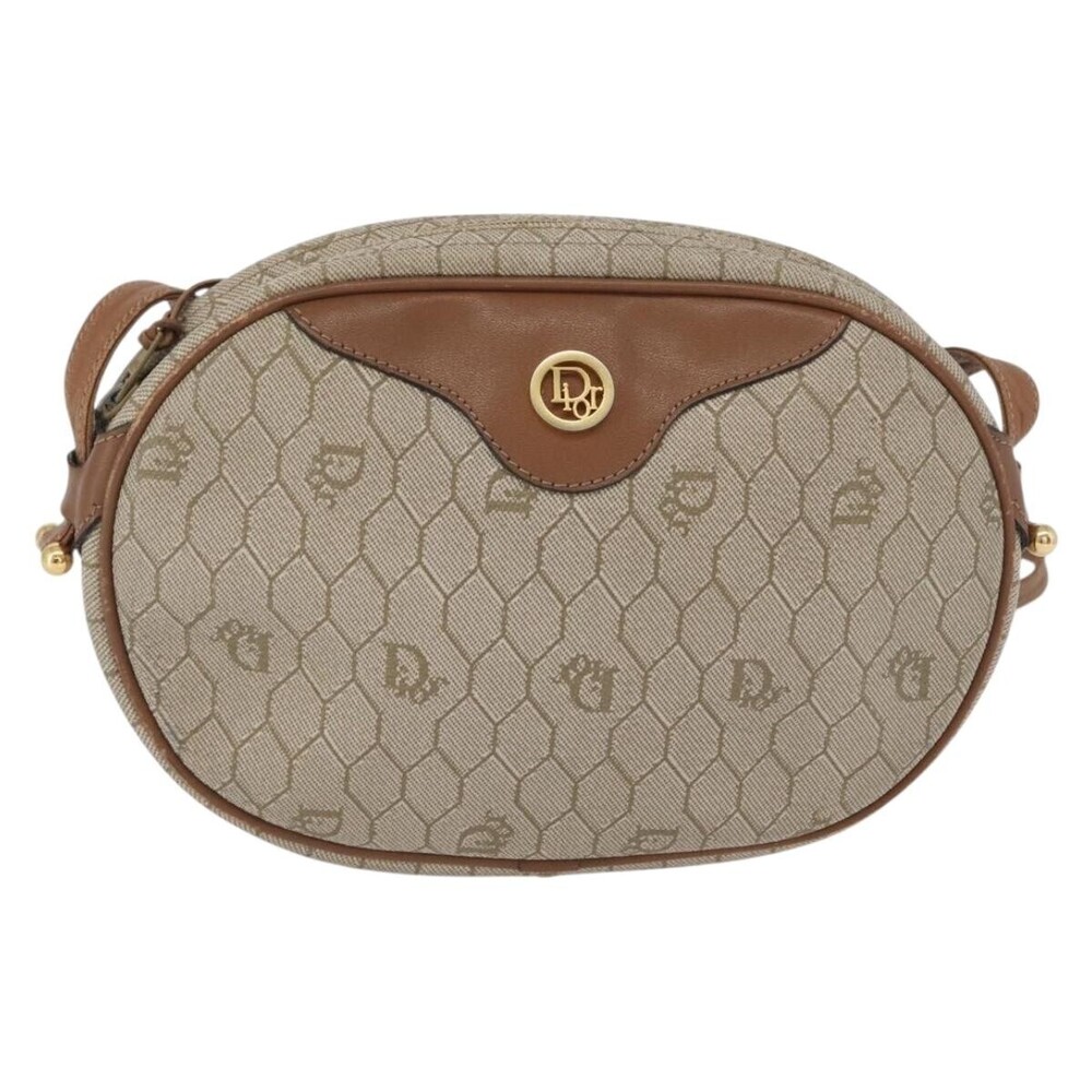 Christian Dior Vintage Honeycomb Canvas and Leather
